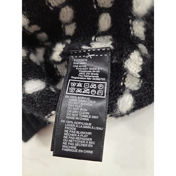 Black White Polka Dot Pockets Cardigan Sweater Unisex M Academia Preppy Oxford - Picture 6 of 7